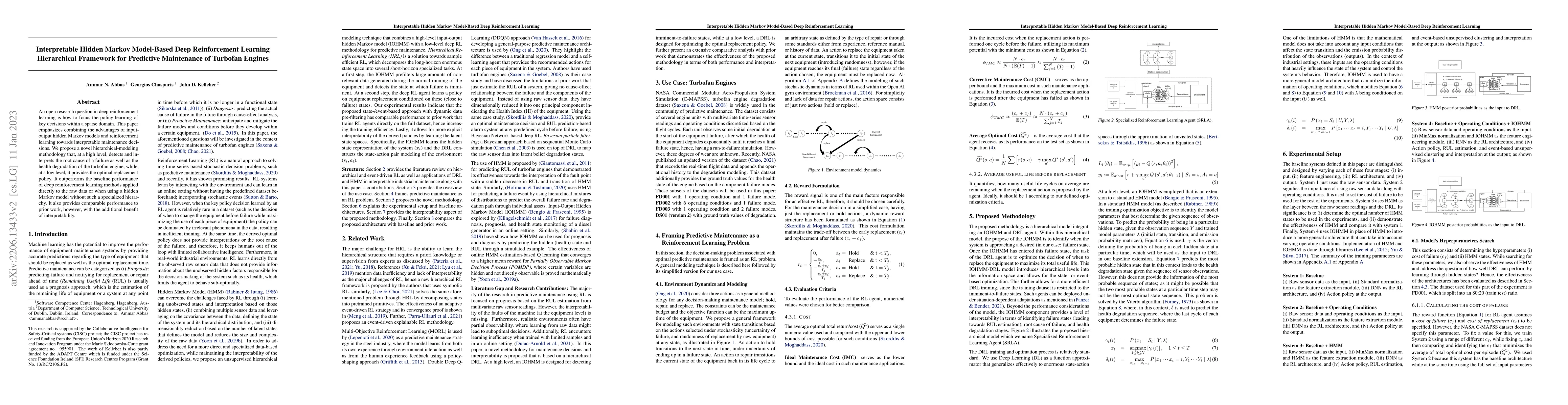 Thumbnail for Interpretable Hidden Markov Model-Based Deep Reinforcement Learning
  Hierarchical Framework for Predictive Maintenance of Turbofan Engines