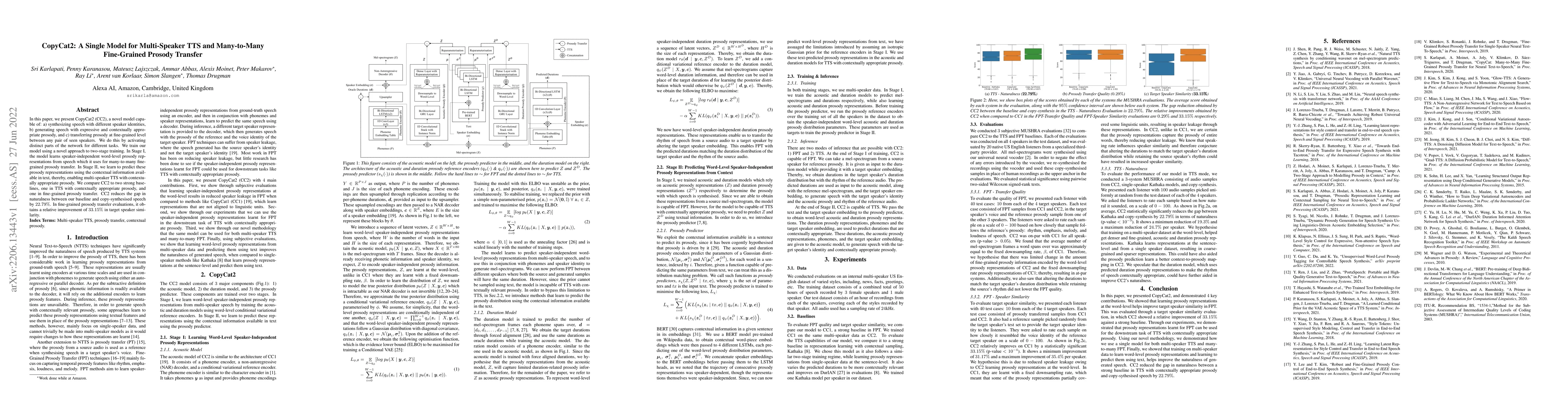 Thumbnail for CopyCat2: A Single Model for Multi-Speaker TTS and Many-to-Many
  Fine-Grained Prosody Transfer