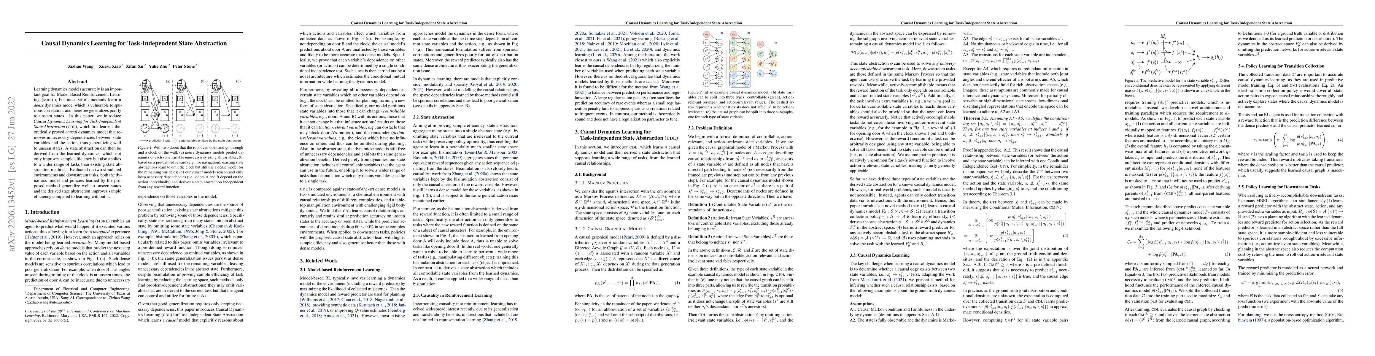 Thumbnail for Causal Dynamics Learning for Task-Independent State Abstraction