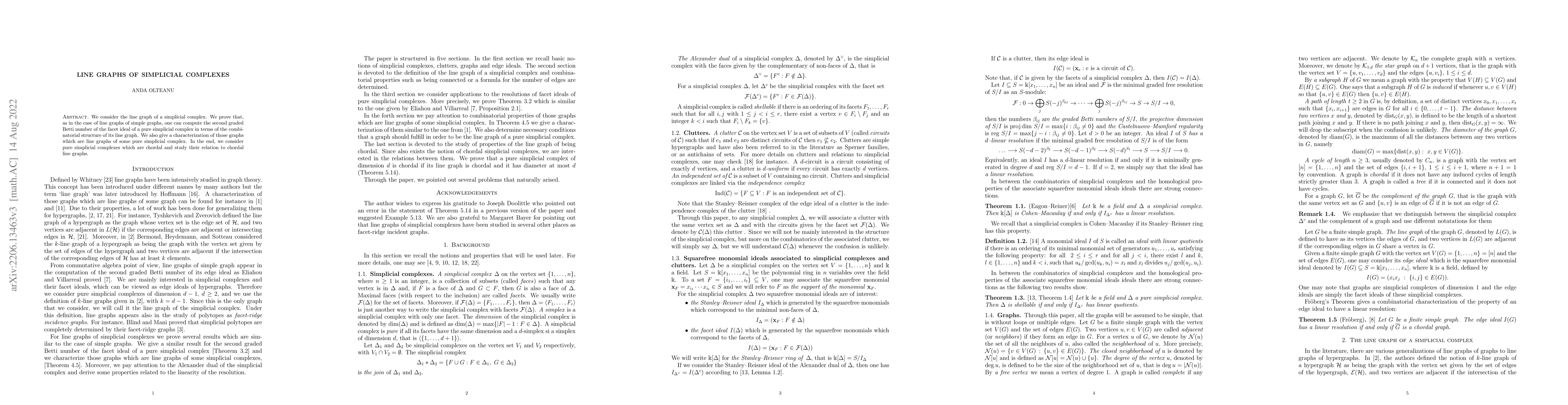 Thumbnail for Line graphs of simplicial complexes
