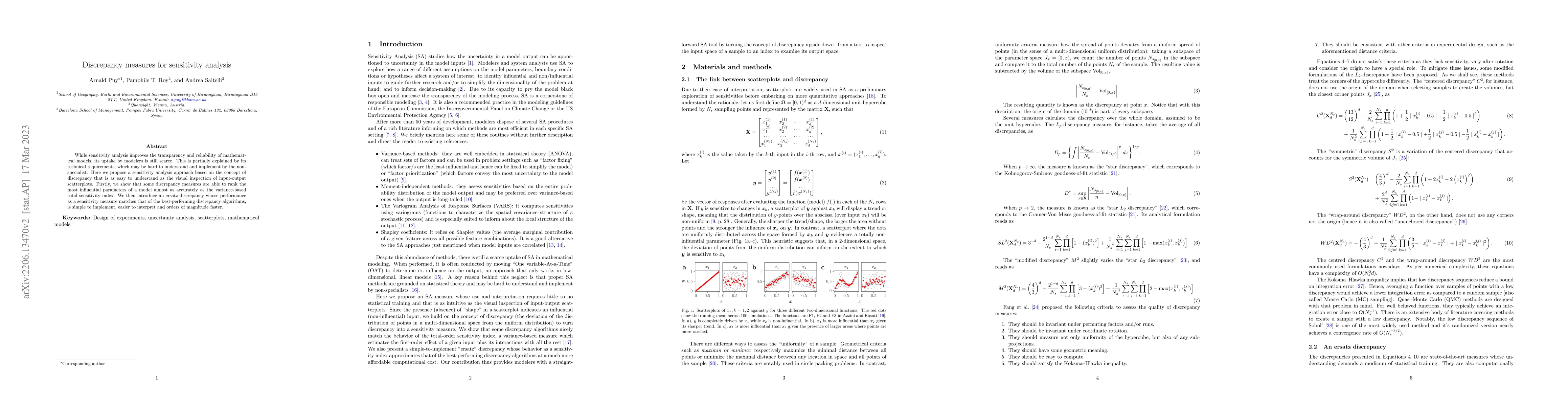Thumbnail for Discrepancy measures for sensitivity analysis