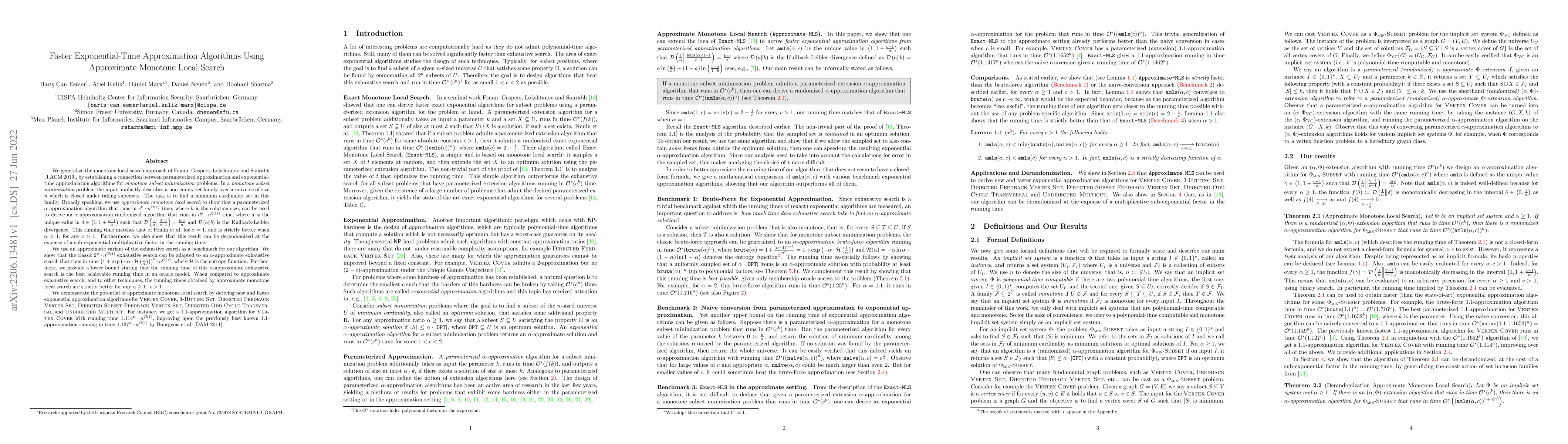Thumbnail for Faster Exponential-Time Approximation Algorithms Using Approximate
  Monotone Local Search