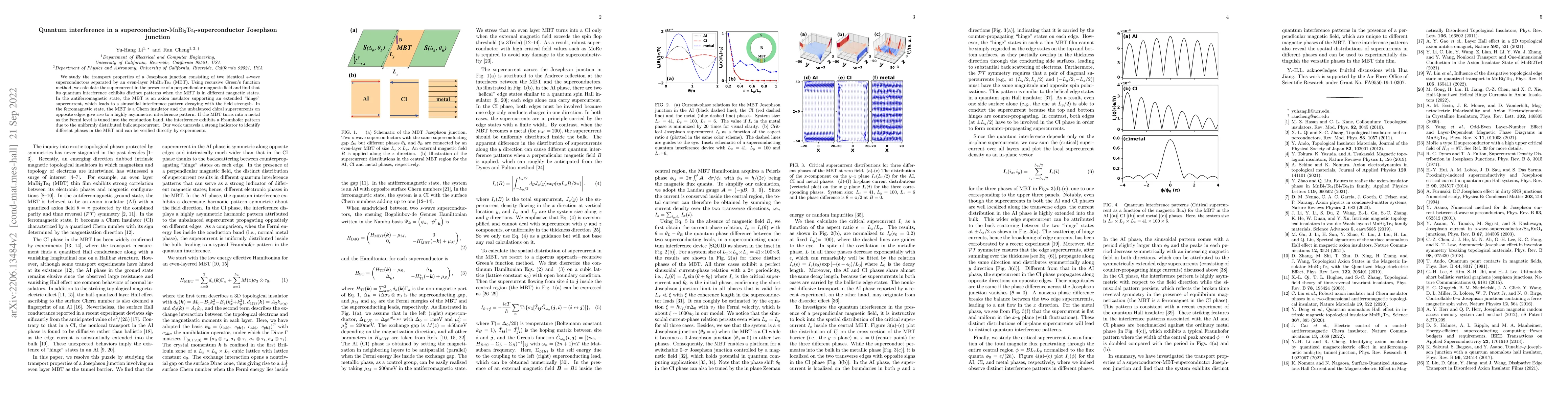 Thumbnail for Quantum interference in a
  superconductor-${\mathrm{MnBi}}_{2}{\mathrm{Te}}_{4}$-superconductor
  Josephson junction