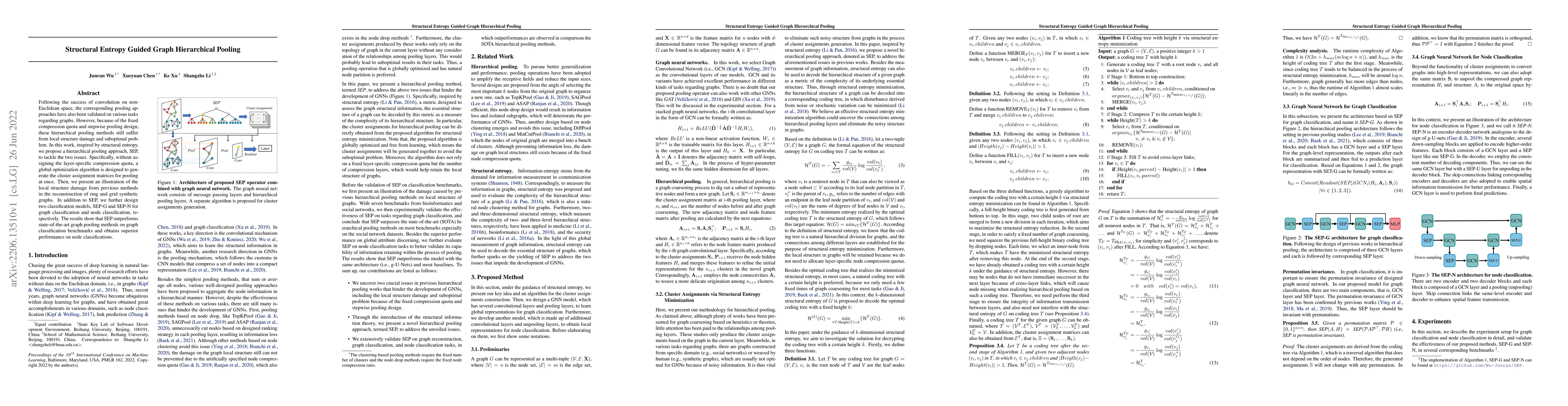 Thumbnail for Structural Entropy Guided Graph Hierarchical Pooling
