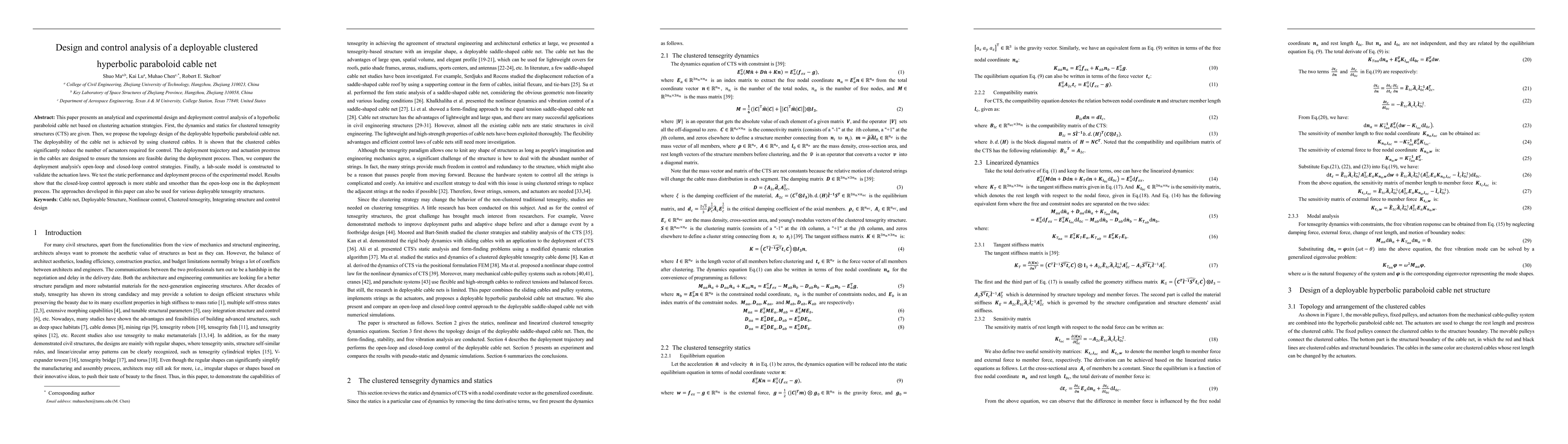 Thumbnail for Design and control analysis of a deployable clustered hyperbolic
  paraboloid cable net