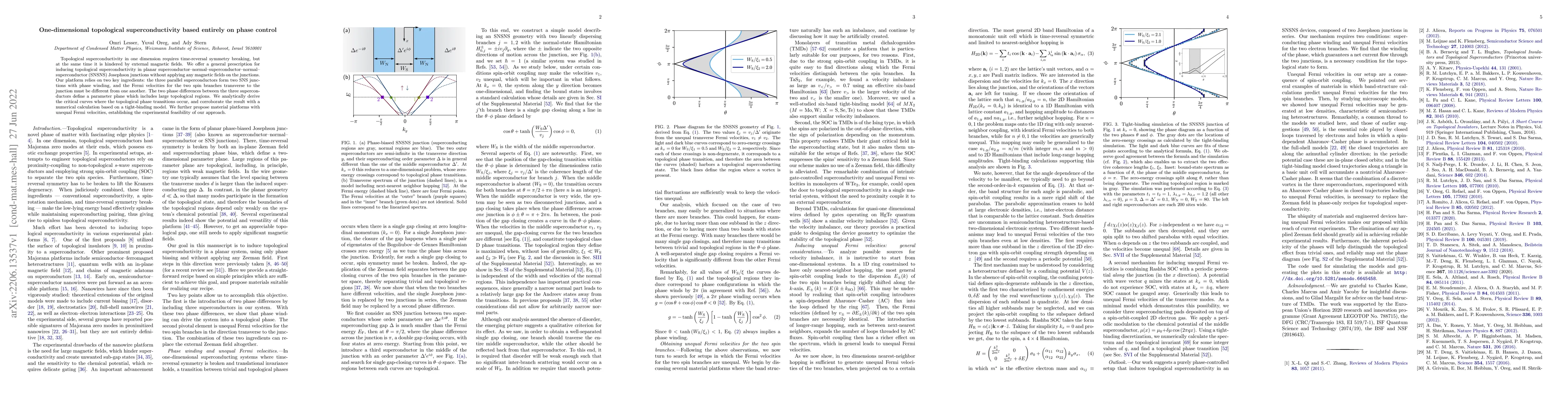 Thumbnail for One-dimensional topological superconductivity based entirely on phase
  control