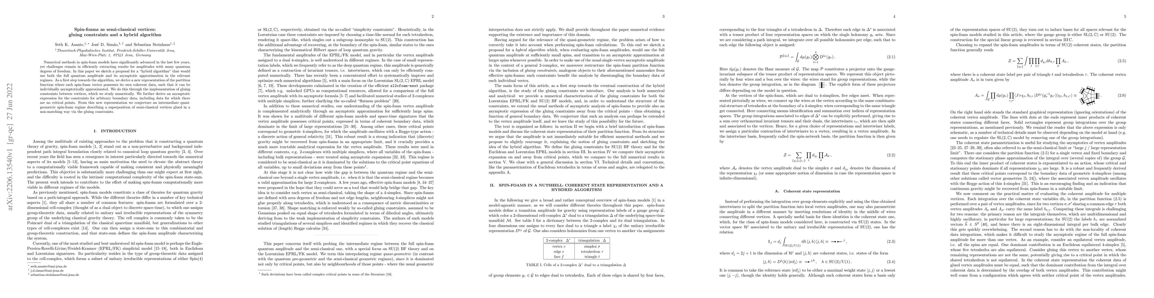 Thumbnail for Spin-foams as semi-classical vertices: gluing constraints and a hybrid
  algorithm