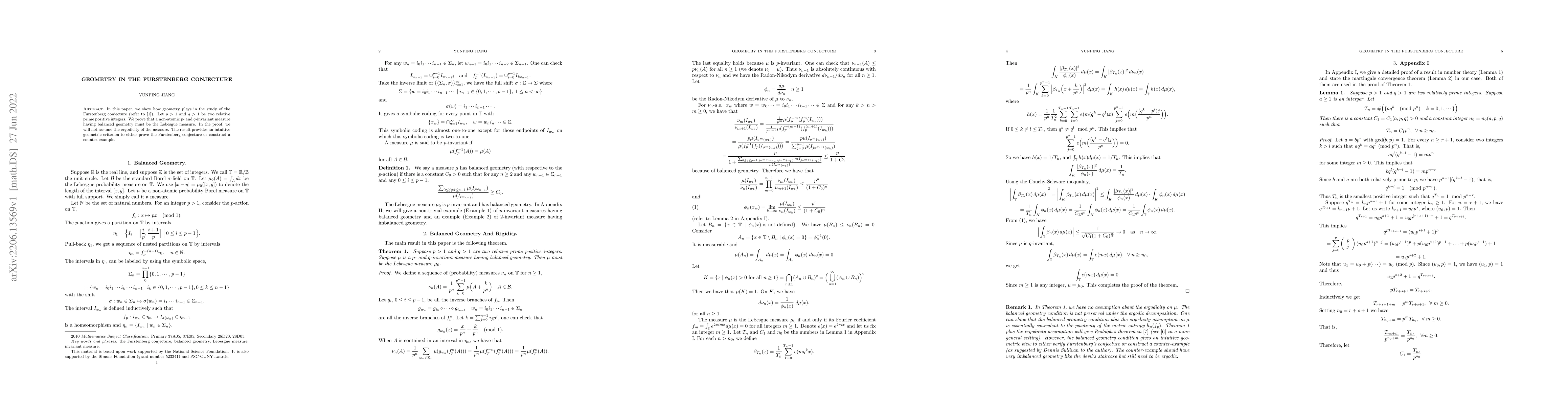 Thumbnail for Geometry in the Furstenberg Conjecture