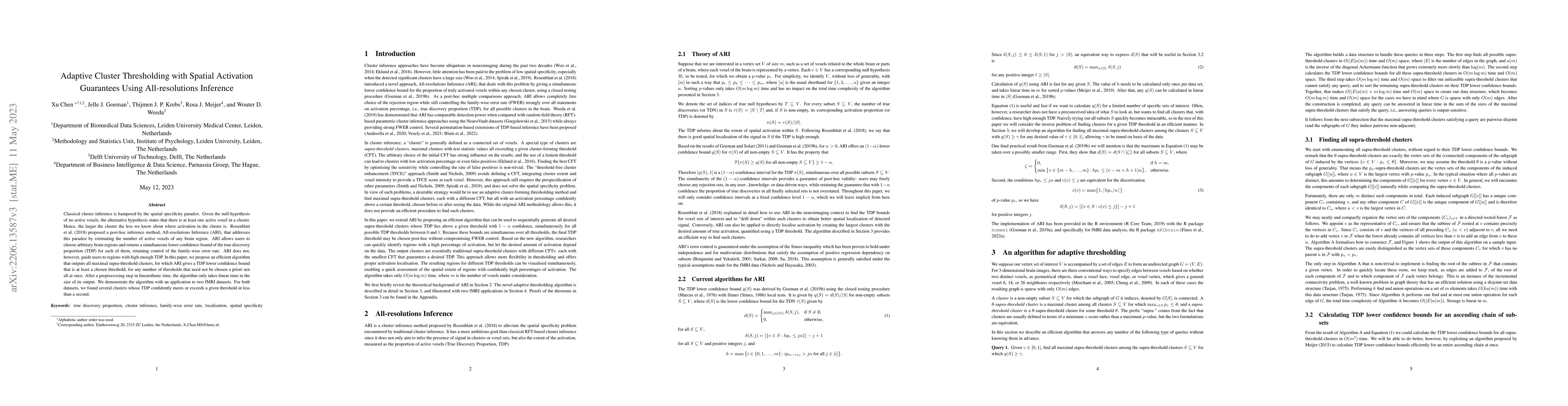 Thumbnail for Adaptive Cluster Thresholding with Spatial Activation Guarantees Using
  All-resolutions Inference