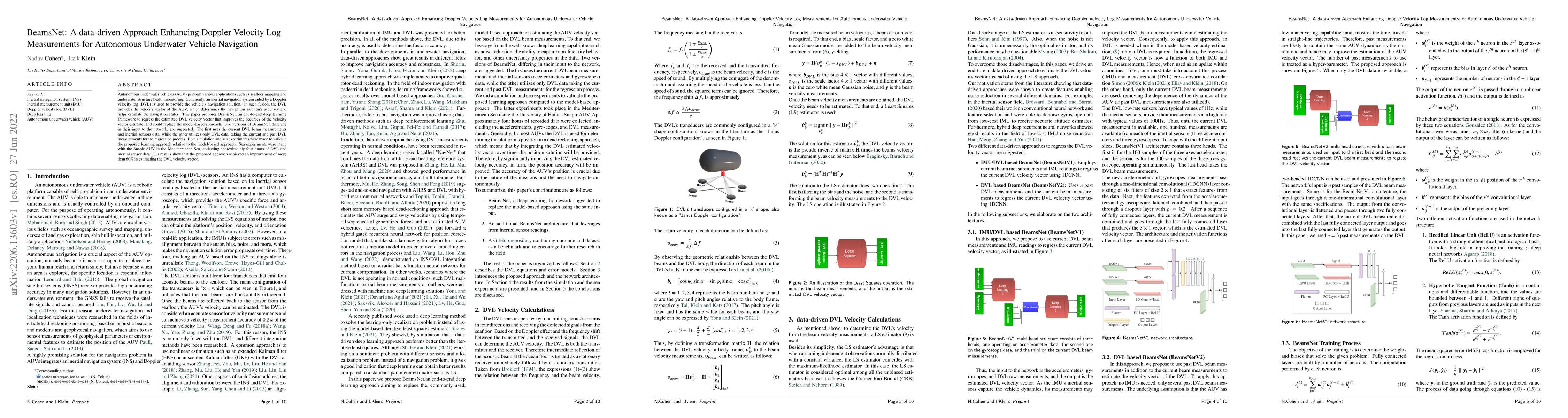 Thumbnail for BeamsNet: A data-driven Approach Enhancing Doppler Velocity Log
  Measurements for Autonomous Underwater Vehicle Navigation