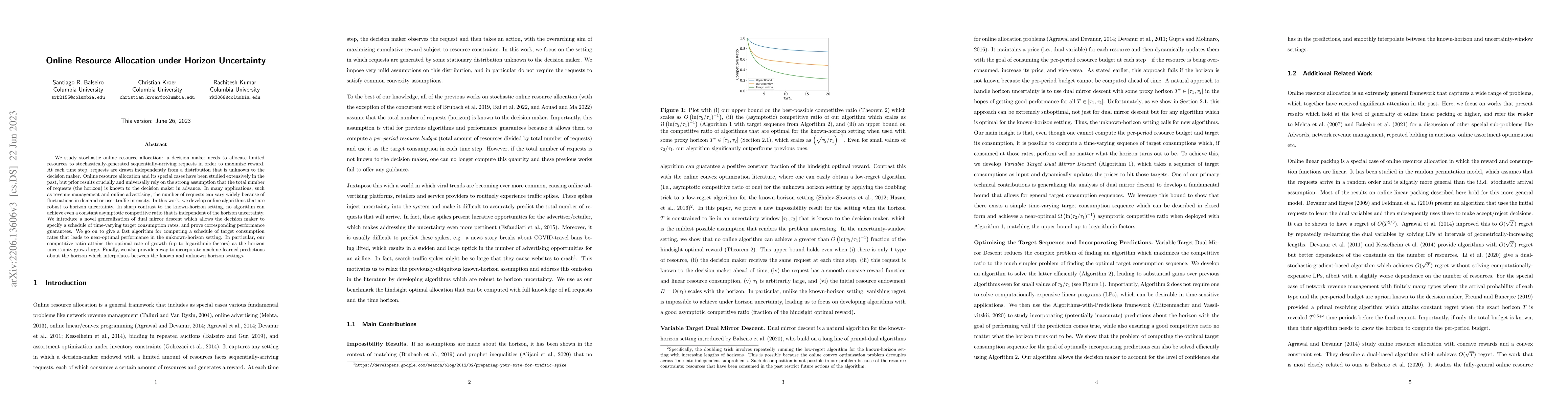 Thumbnail for Online Resource Allocation under Horizon Uncertainty