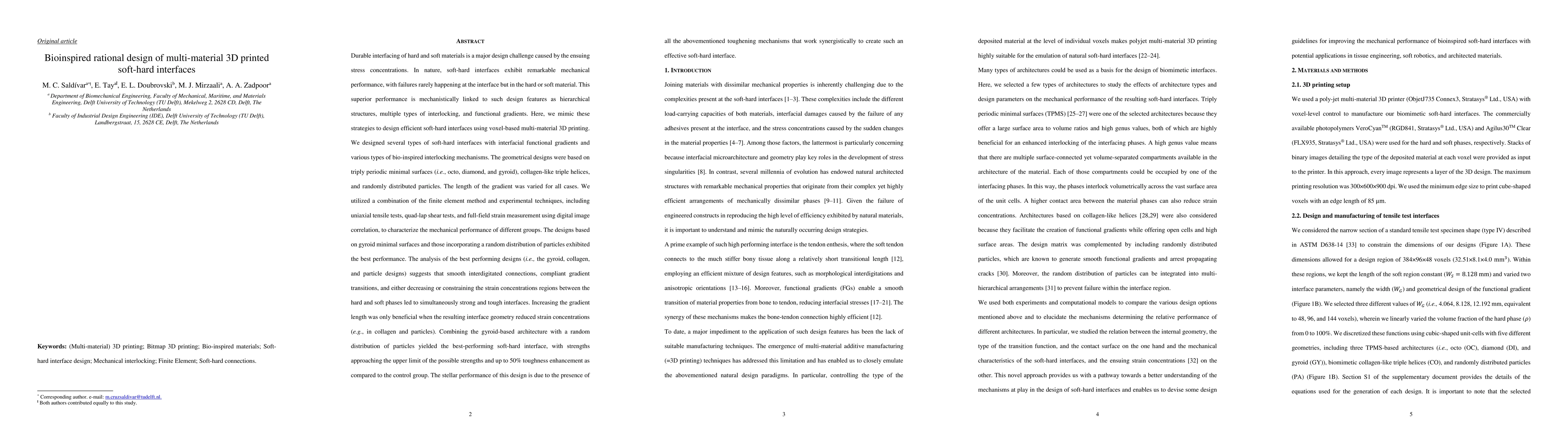 Thumbnail for Bioinspired rational design of multi-material 3D printed soft-hard
  interfaces