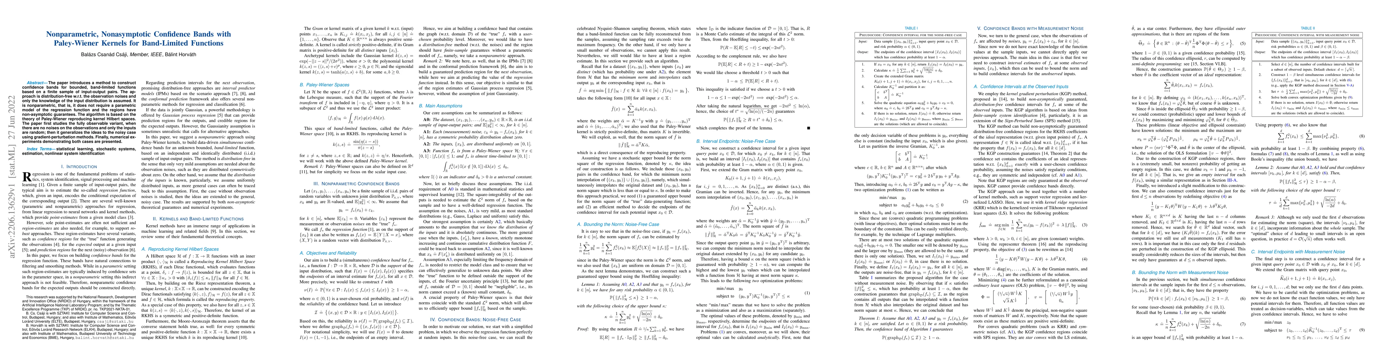 Thumbnail for Nonparametric, Nonasymptotic Confidence Bands with Paley-Wiener Kernels
  for Band-Limited Functions