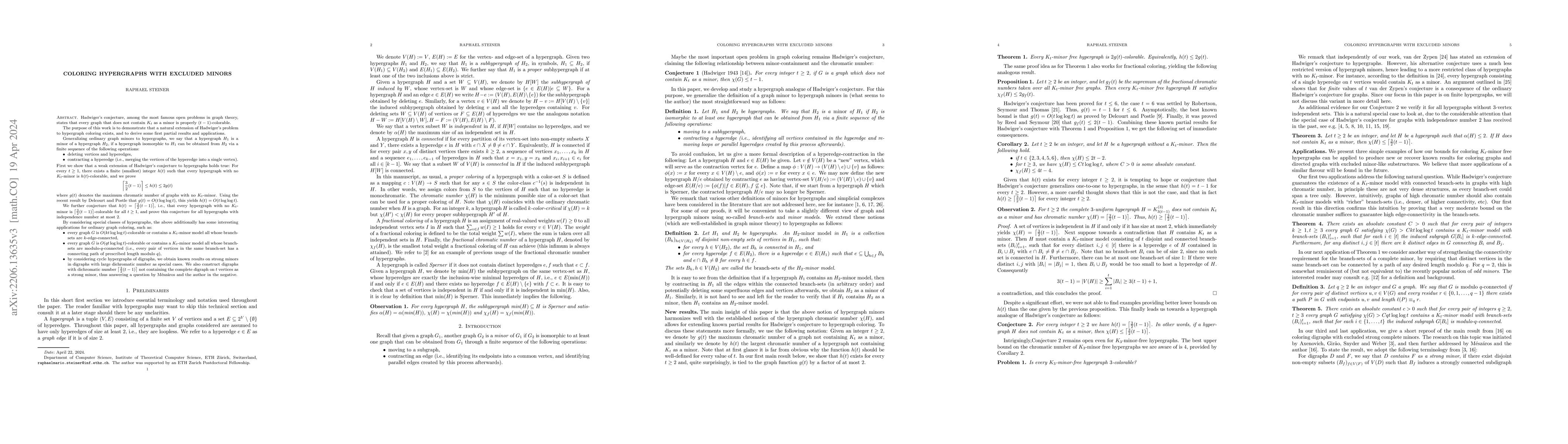 Thumbnail for Coloring hypergraphs with excluded minors