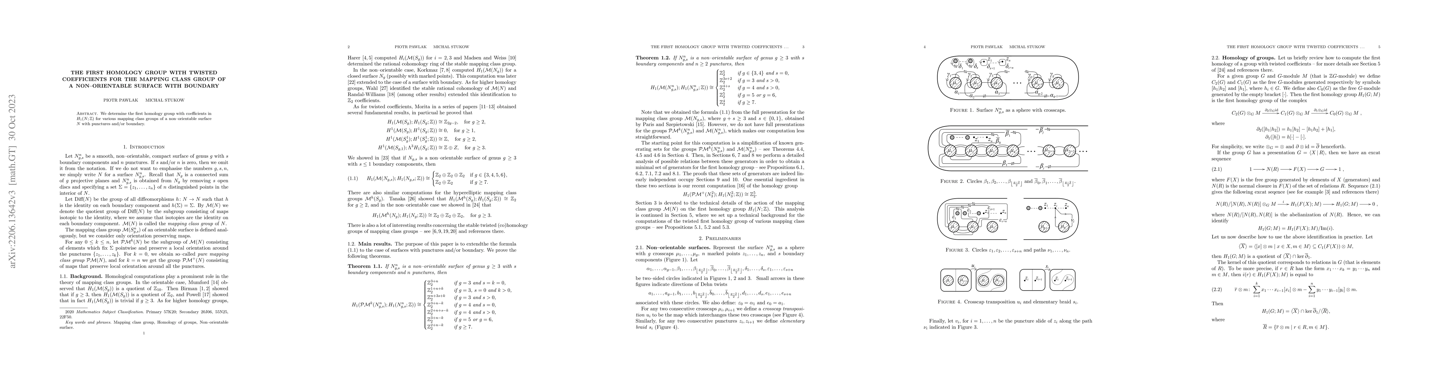 Thumbnail for The first homology group with twisted coefficients for the mapping class
  group of a non-orientable surface with boundary