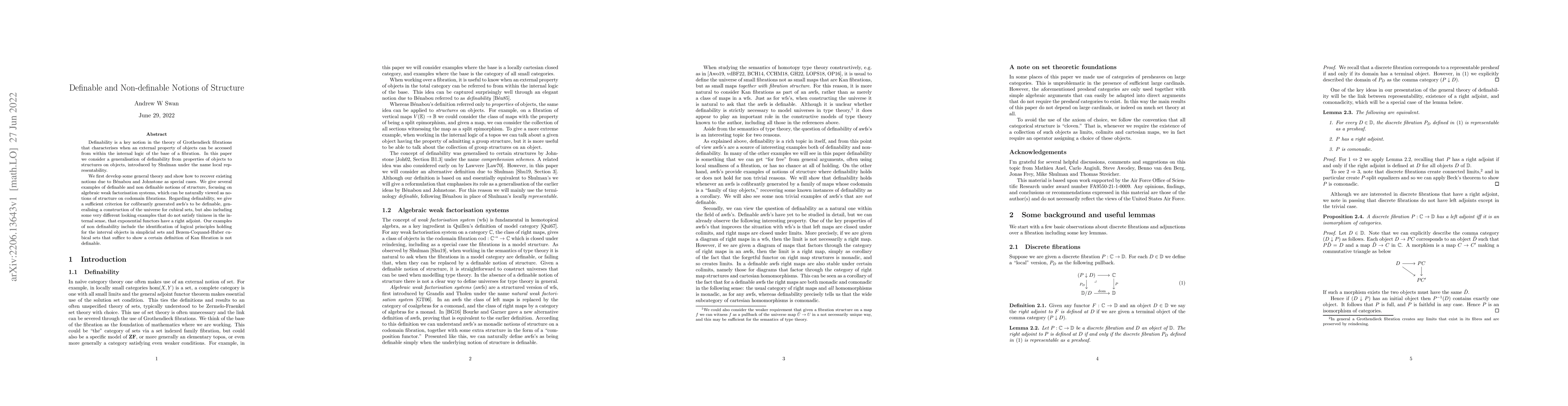 Thumbnail for Definable and Non-definable Notions of Structure