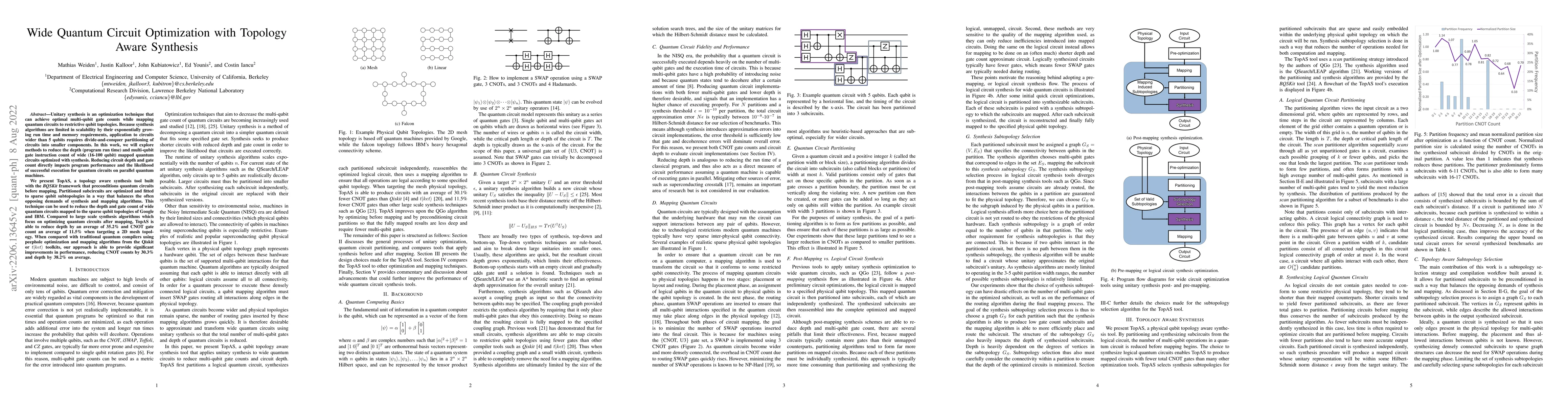 Thumbnail for Wide Quantum Circuit Optimization with Topology Aware Synthesis