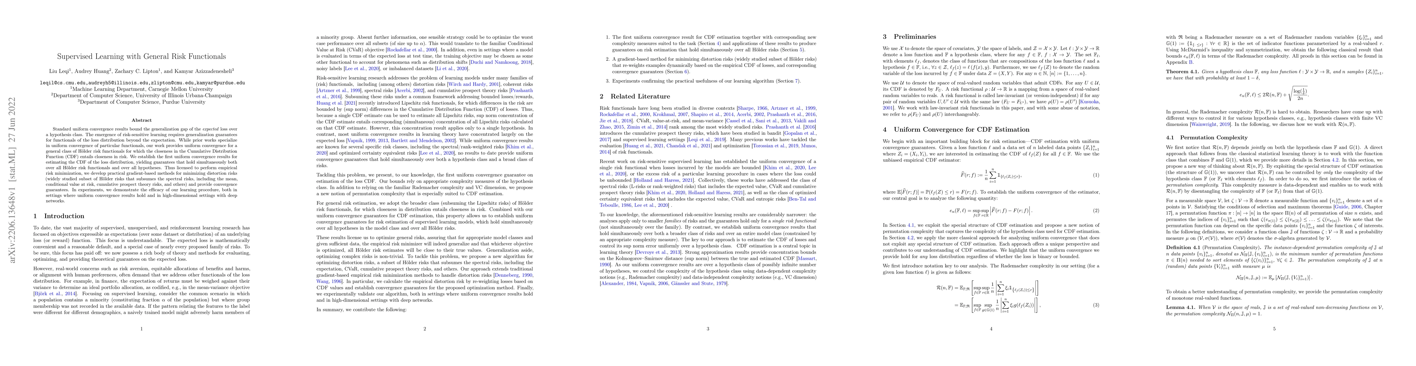 Thumbnail for Supervised Learning with General Risk Functionals