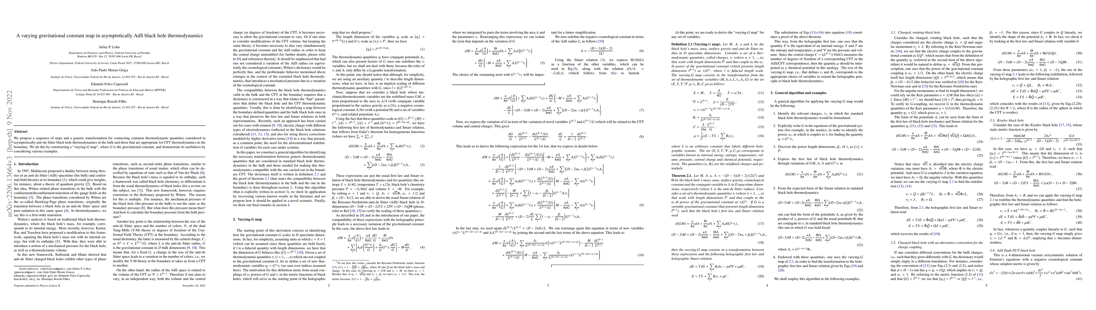 Thumbnail for A varying gravitational constant map in asymptotically AdS black hole
  thermodynamics