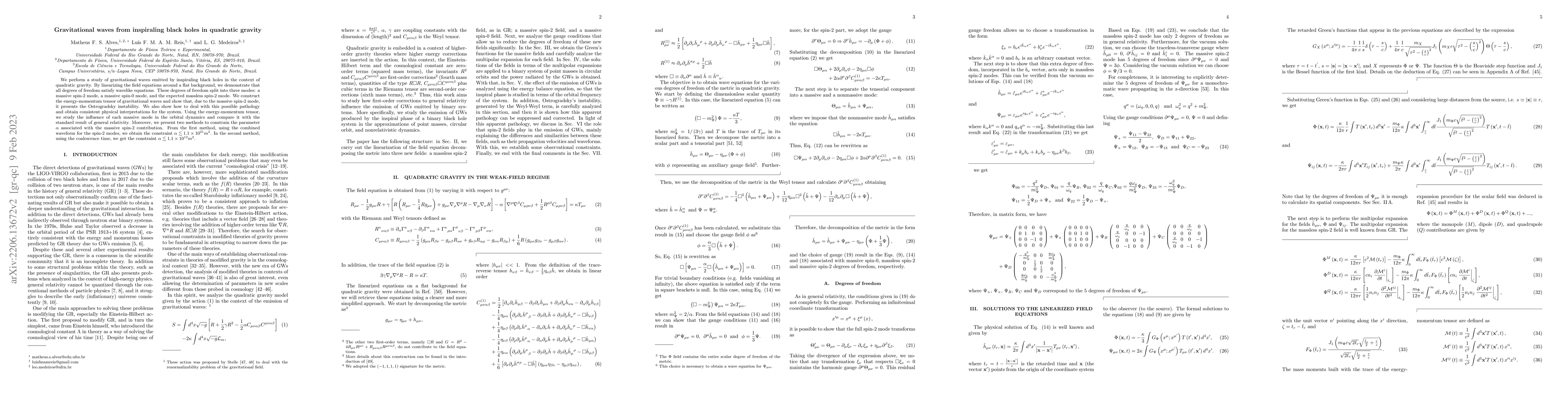 Thumbnail for Gravitational waves from inspiraling black holes in quadratic gravity