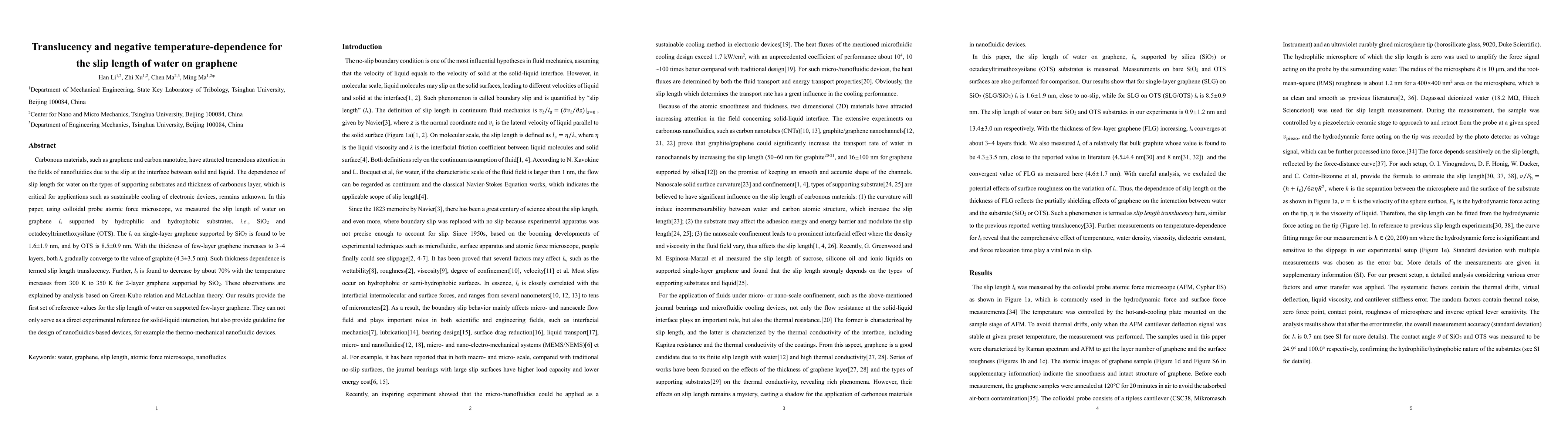 Thumbnail for Translucency and negative temperature-dependence for the slip length of
  water on graphene