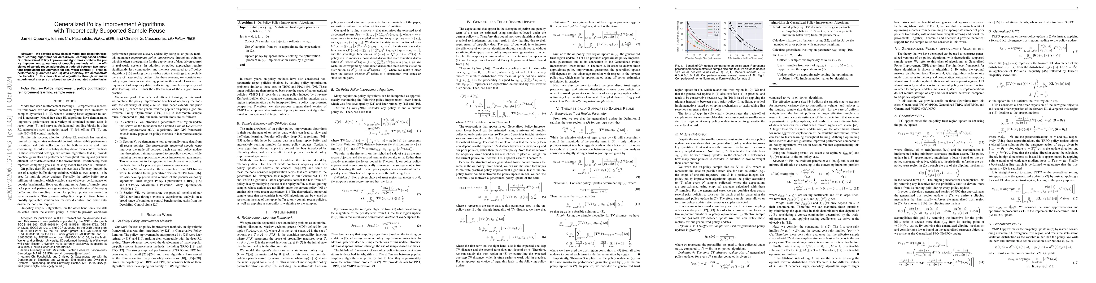 Thumbnail for Generalized Policy Improvement Algorithms with Theoretically Supported
  Sample Reuse
