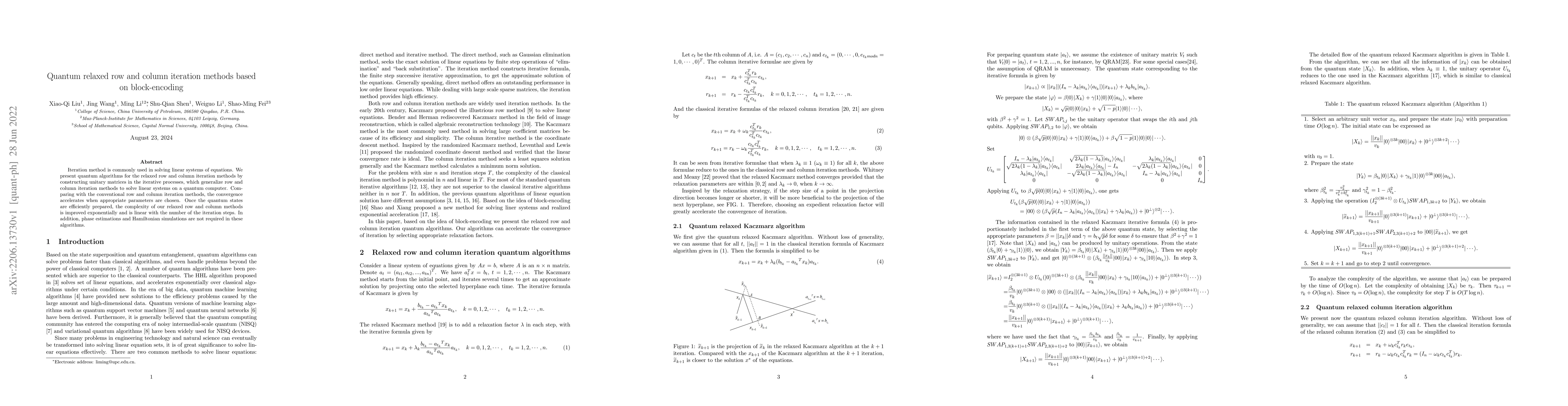 Thumbnail for Quantum relaxed row and column iteration methods based on block-encoding