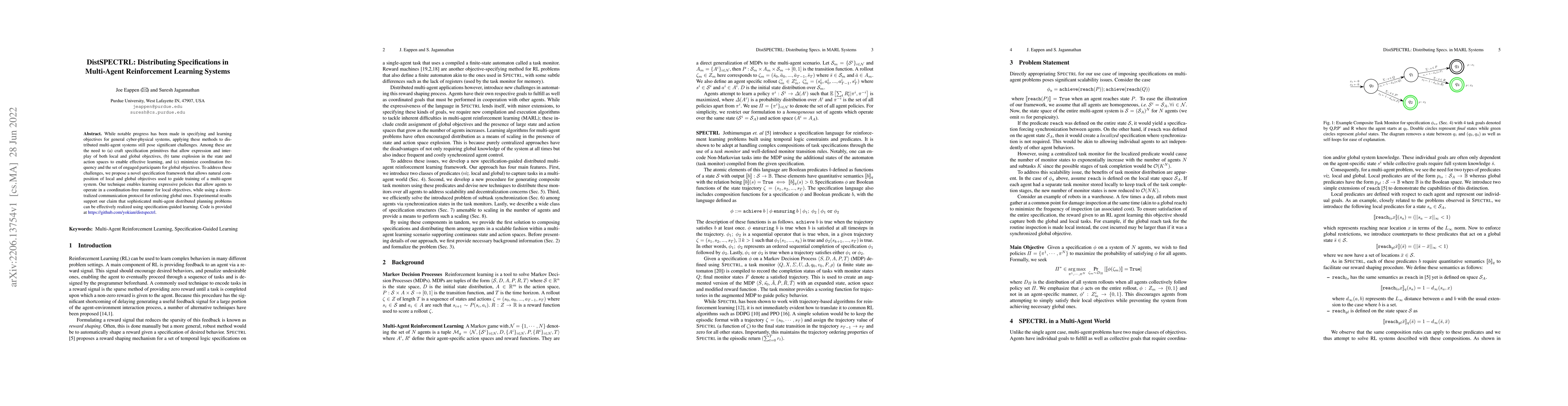 Thumbnail for DistSPECTRL: Distributing Specifications in Multi-Agent Reinforcement
  Learning Systems