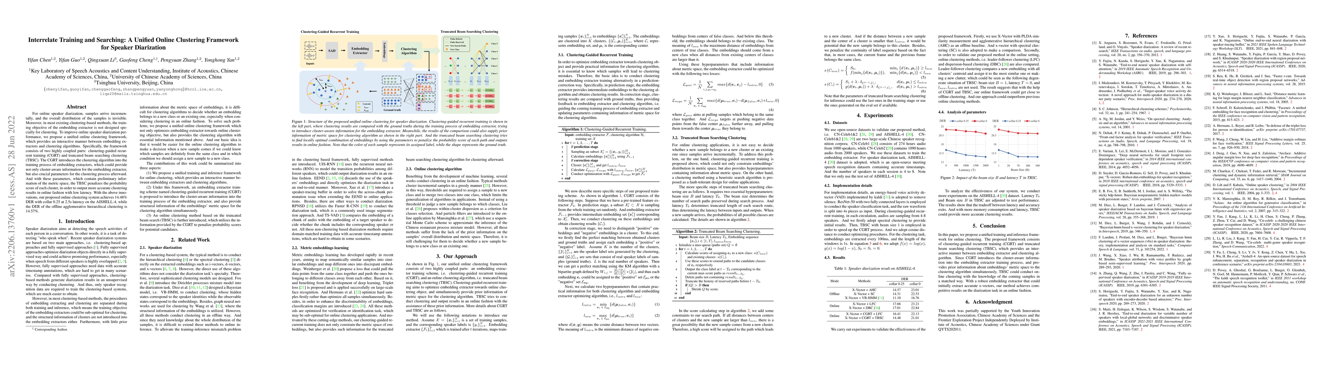 Thumbnail for Interrelate Training and Searching: A Unified Online Clustering
  Framework for Speaker Diarization