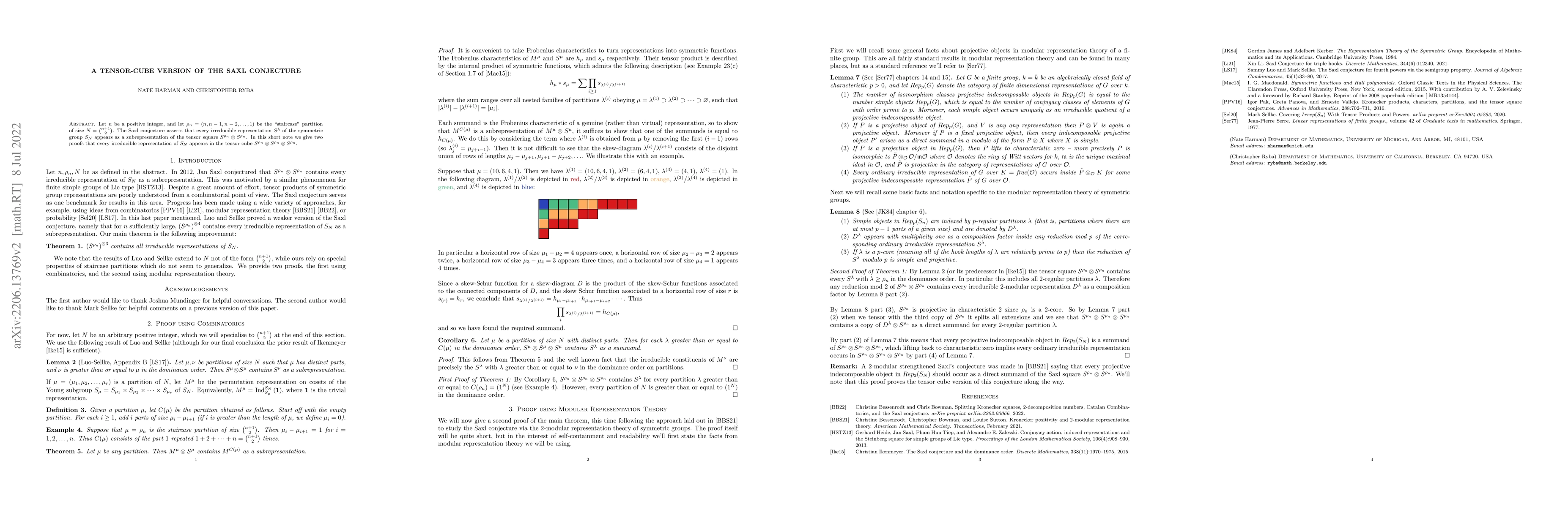 Thumbnail for A Tensor-Cube Version of the Saxl Conjecture