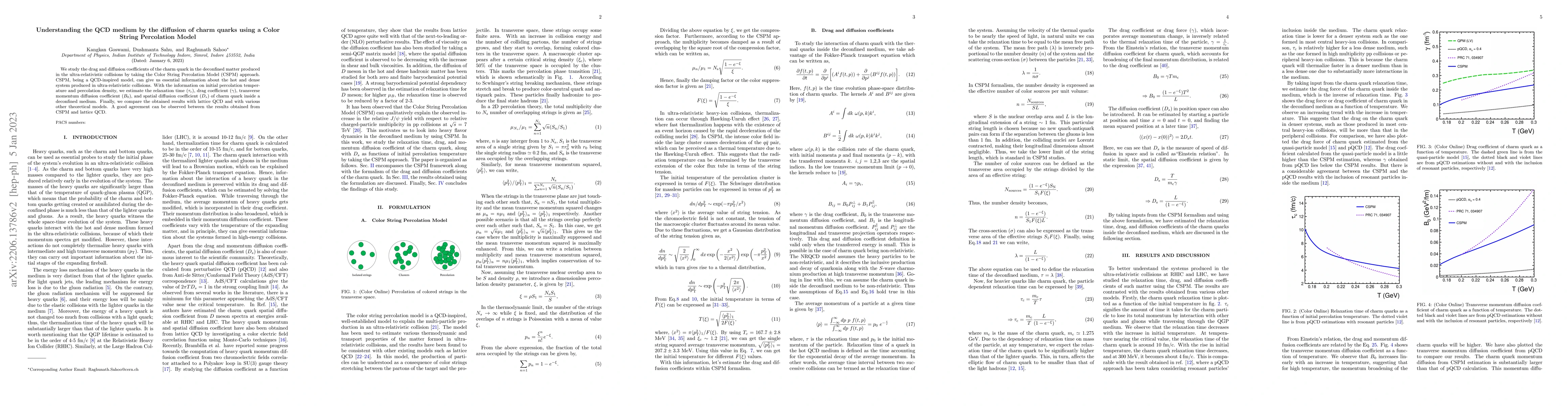 Thumbnail for Understanding the QCD medium by the diffusion of charm quarks using a
  Color String Percolation Model
