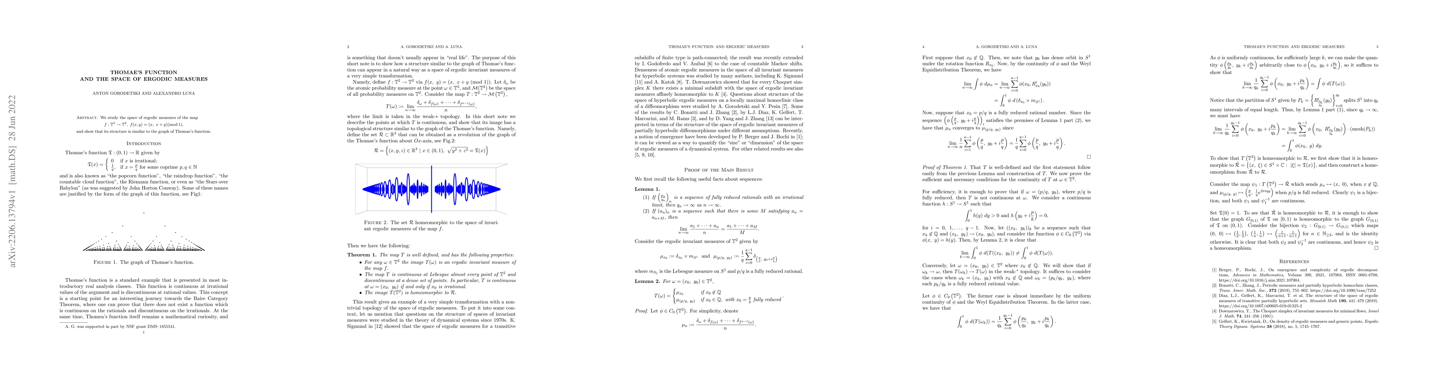 Thumbnail for Thomae's function and the space of ergodic measures