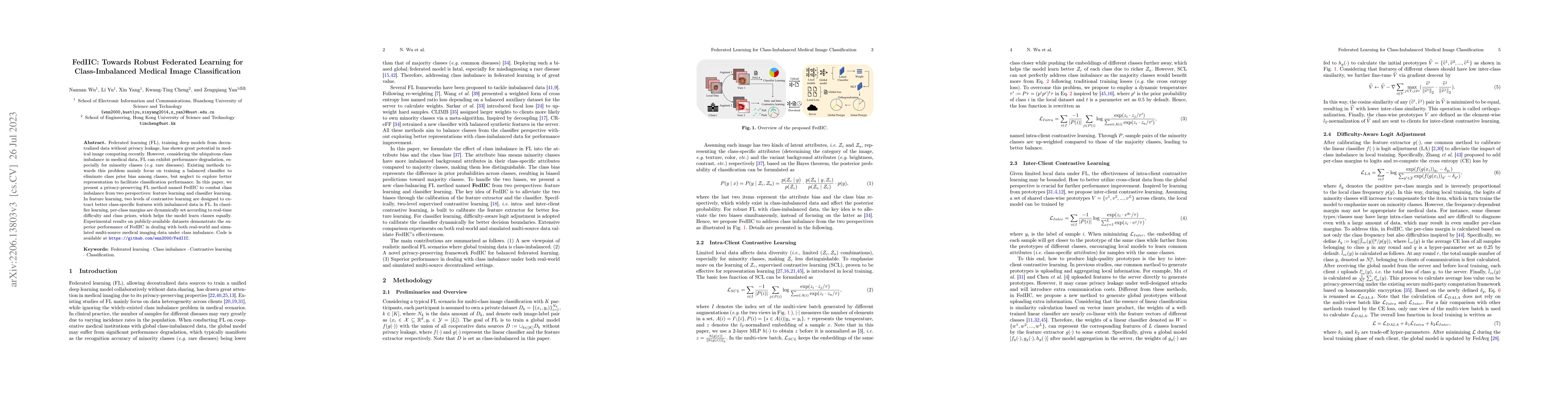 Thumbnail for FedIIC: Towards Robust Federated Learning for Class-Imbalanced Medical
  Image Classification