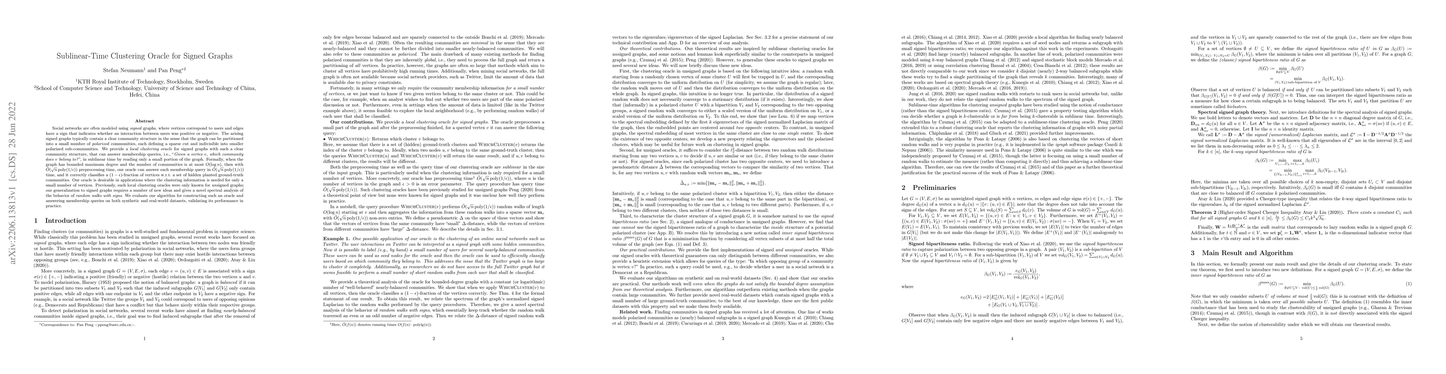 Thumbnail for Sublinear-Time Clustering Oracle for Signed Graphs