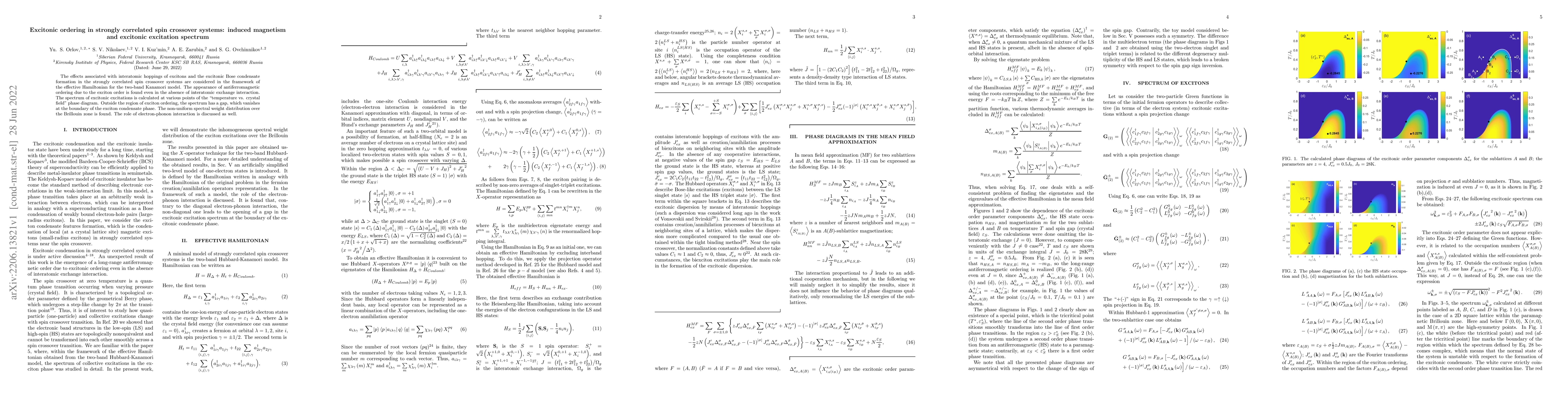 Thumbnail for Excitonic ordering in strongly correlated spin crossover systems:
  induced magnetism and excitonic excitation spectrum