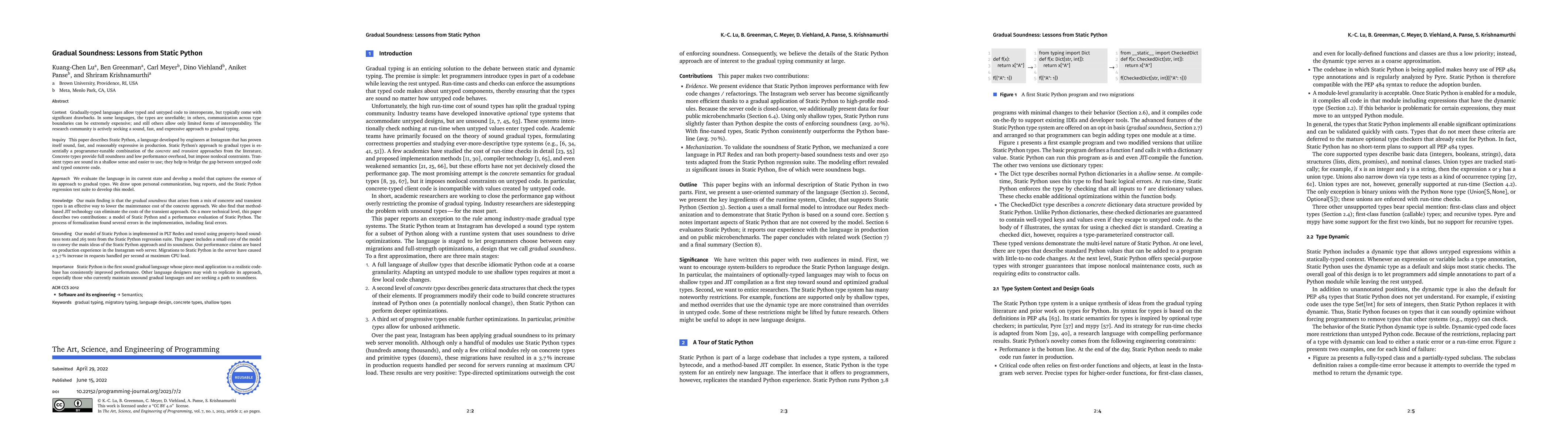 Thumbnail for Gradual Soundness: Lessons from Static Python