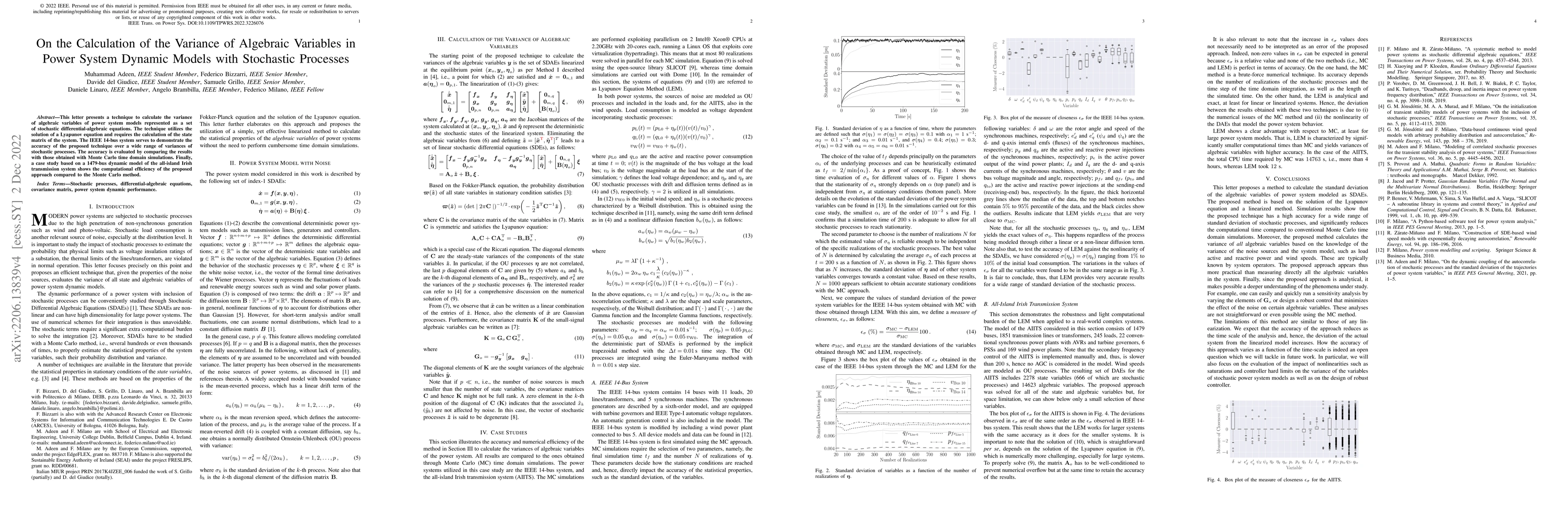 Thumbnail for On the Calculation of the Variance of Algebraic Variables in Power
  System Dynamic Models with Stochastic Processes