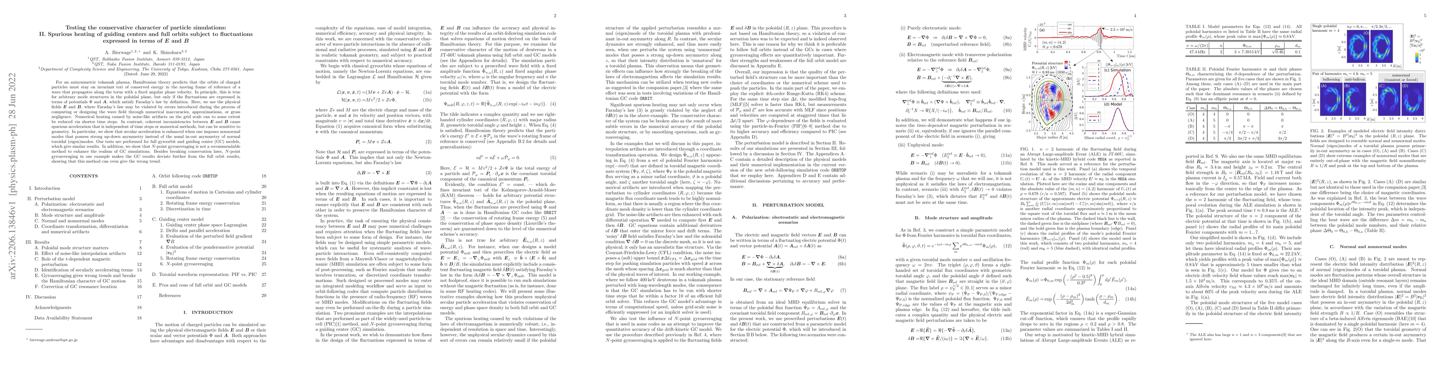 Thumbnail for Testing the conservative character of particle simulations: II. Spurious
  heating of guiding centers and full orbits subject to fluctuations expressed
  in terms of ${\bf E}$ and ${\bf B}$