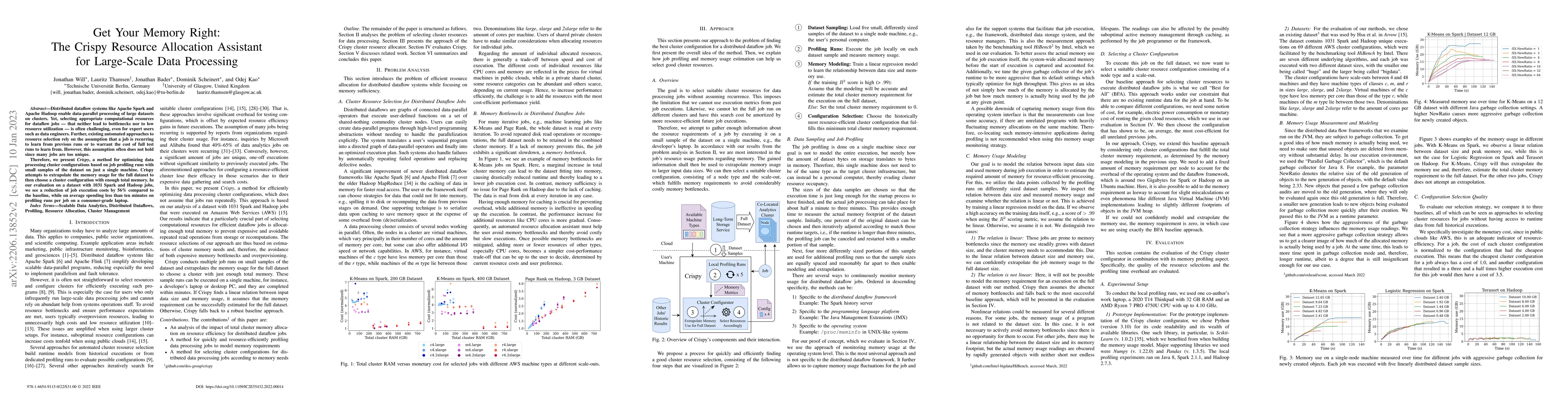 Thumbnail for Get Your Memory Right: The Crispy Resource Allocation Assistant for
  Large-Scale Data Processing