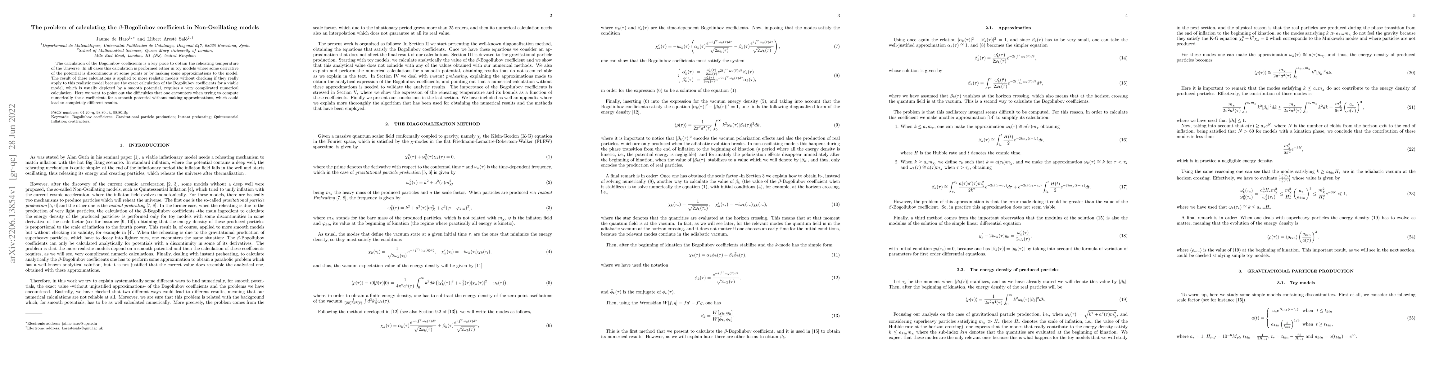 Thumbnail for The problem of calculating the $\beta$-Bogoliubov coefficient in
  Non-Oscillating models