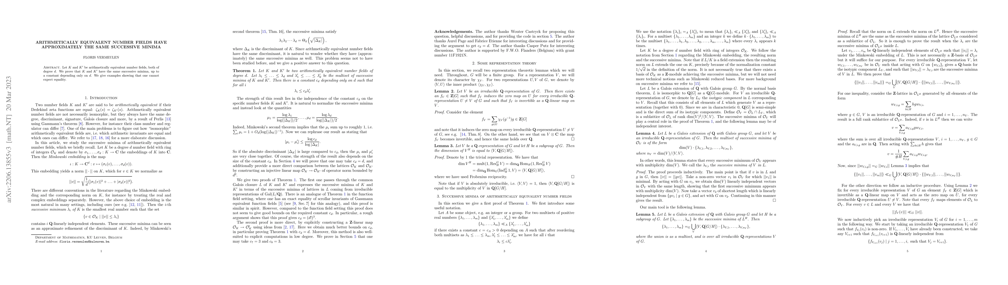 Thumbnail for Arithmetically equivalent number fields have approximately the same
  successive minima
