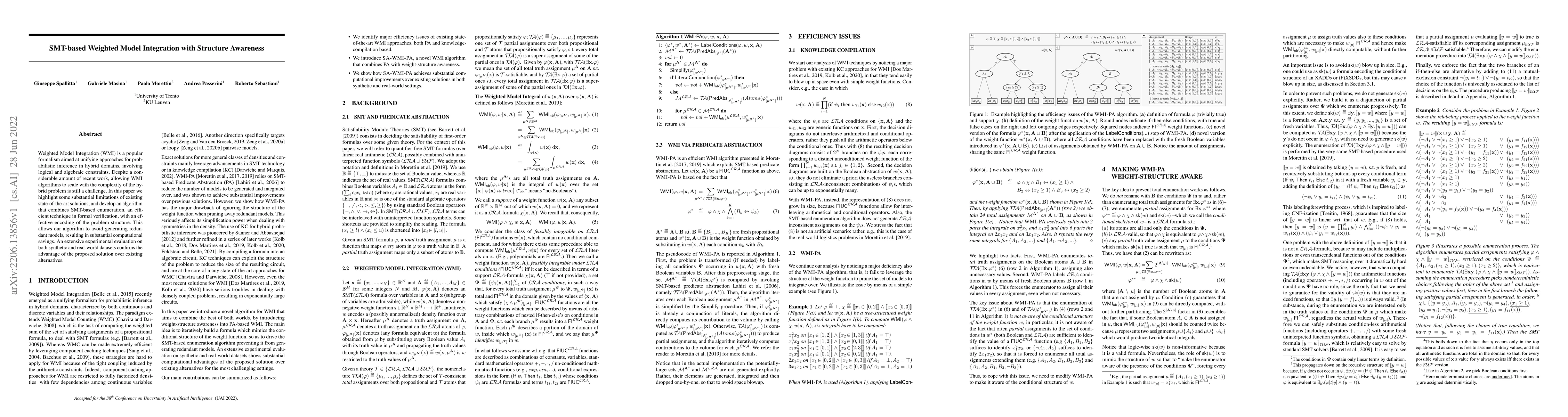 Thumbnail for SMT-based Weighted Model Integration with Structure Awareness