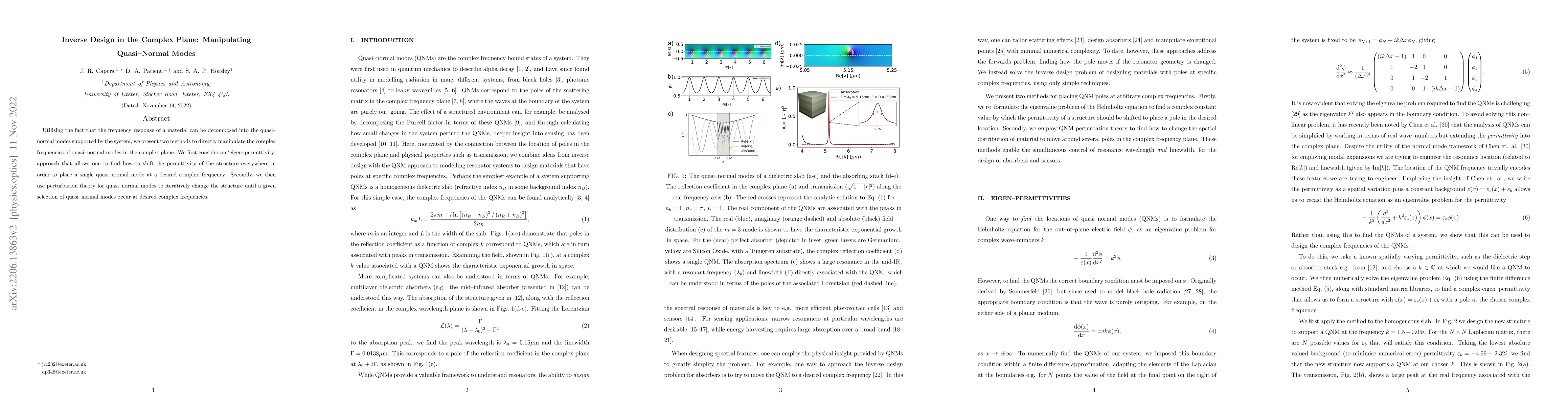 Thumbnail for Inverse Design in the Complex Plane: Manipulating Quasi-Normal Modes