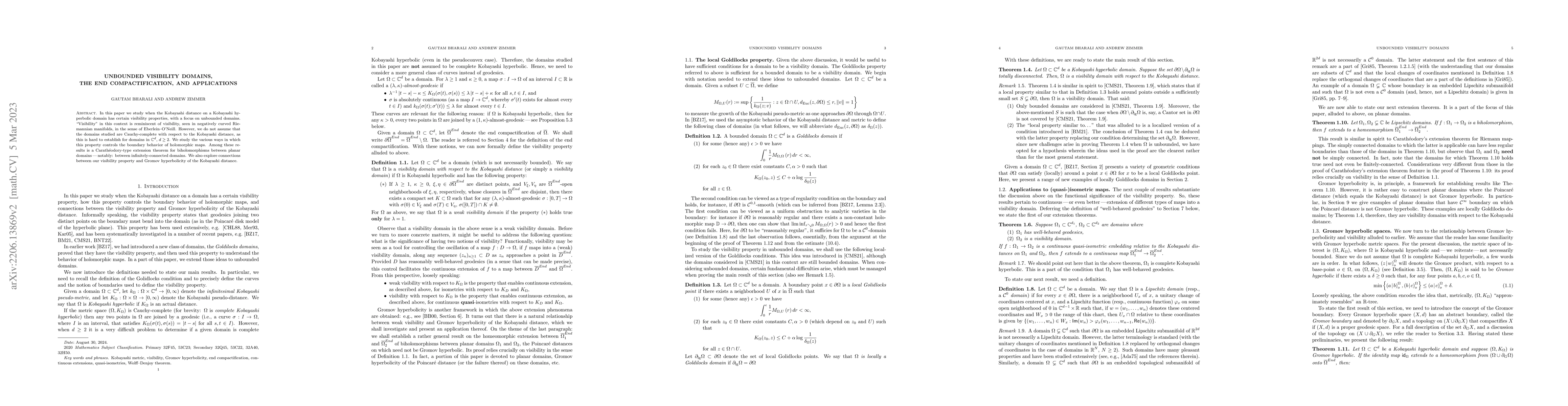 Thumbnail for Unbounded visibility domains, the end compactification, and applications