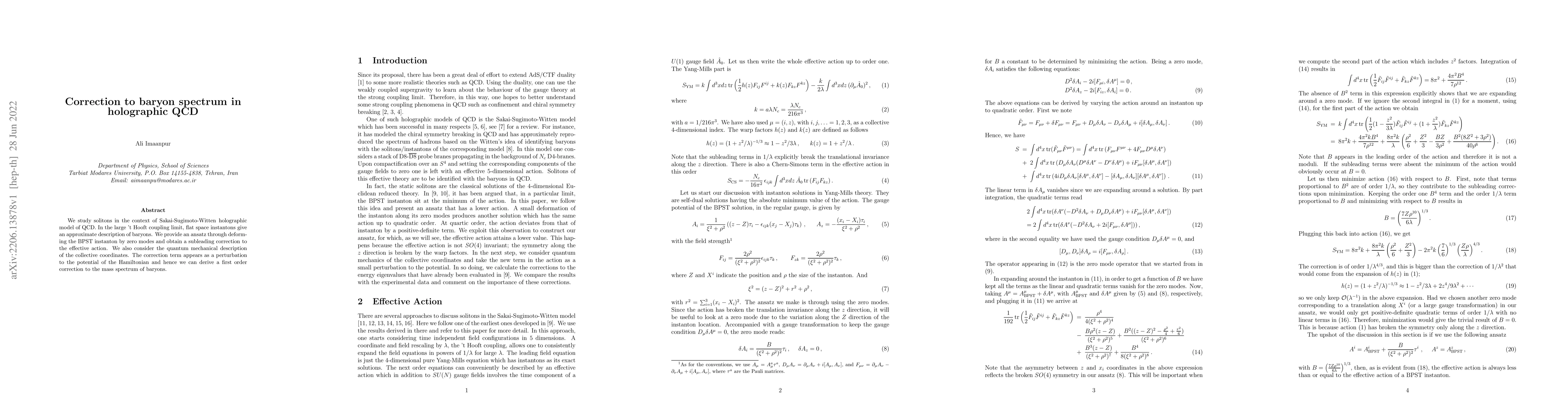 Thumbnail for Correction to baryon spectrum in holographic QCD