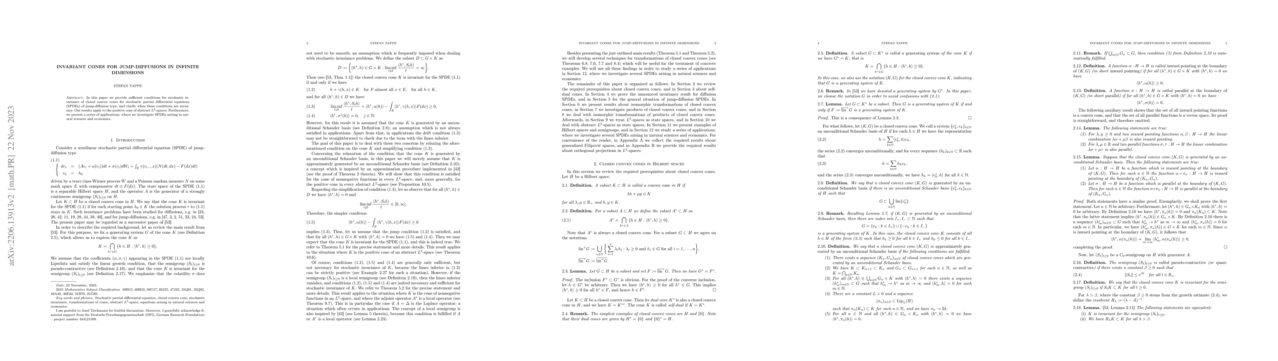 Thumbnail for Invariant cones for jump-diffusions in infinite dimensions