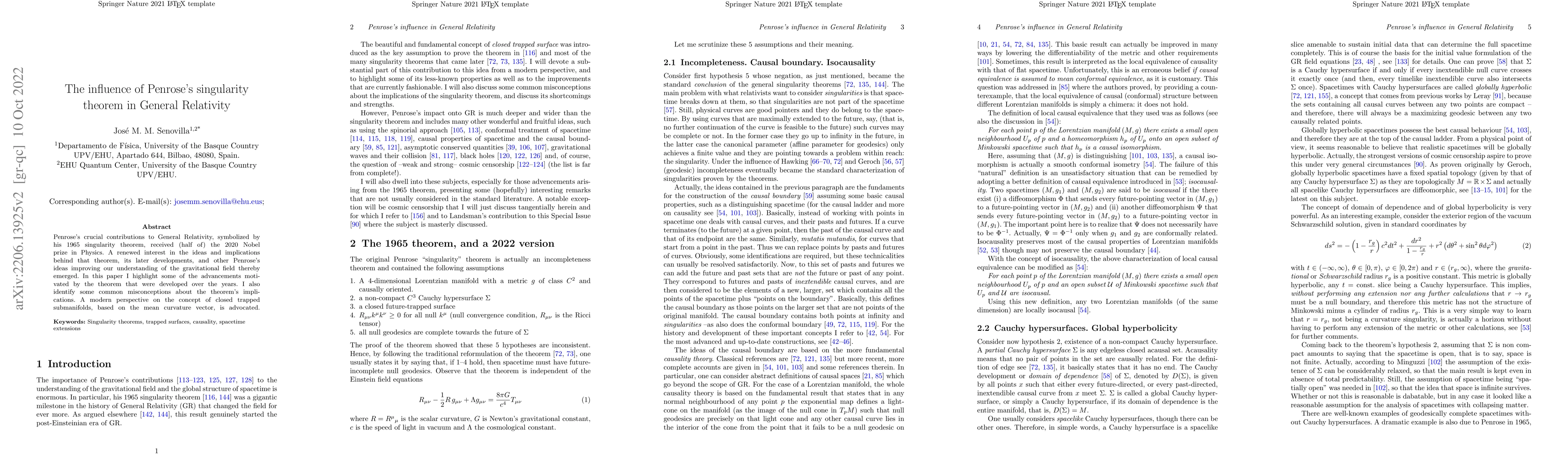 Thumbnail for The influence of Penrose's singularity theorem in General Relativity