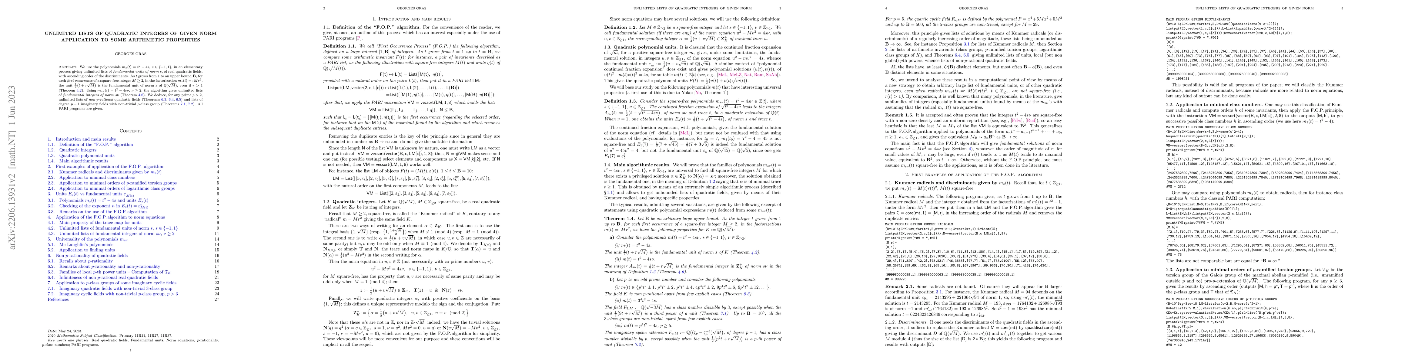 Thumbnail for Unlimited lists of fundamental units of quadratic fields -- Applications
  to some arithmetic properties