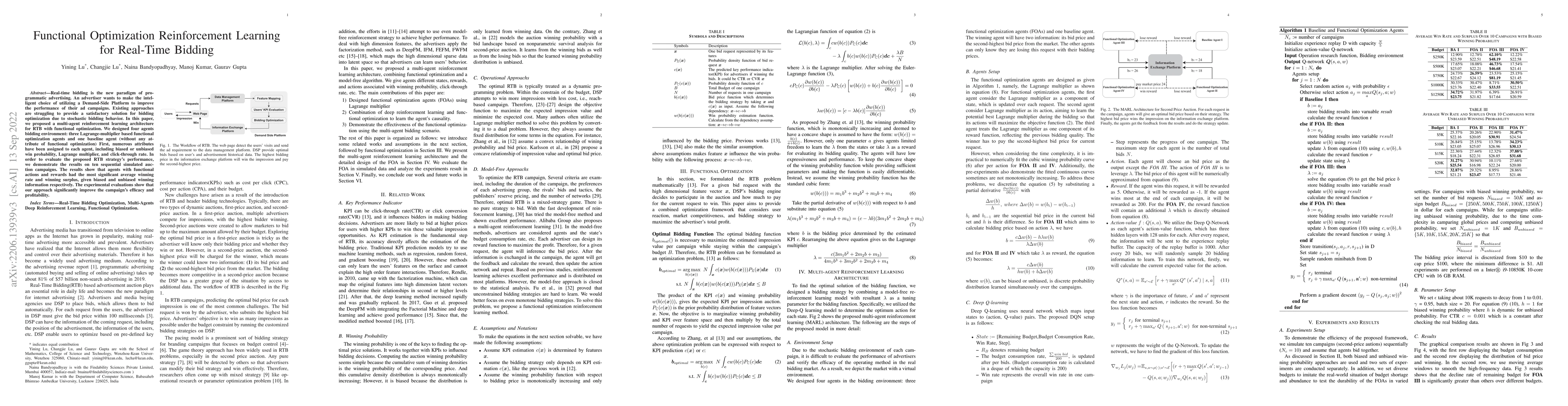 Thumbnail for Functional Optimization Reinforcement Learning for Real-Time Bidding