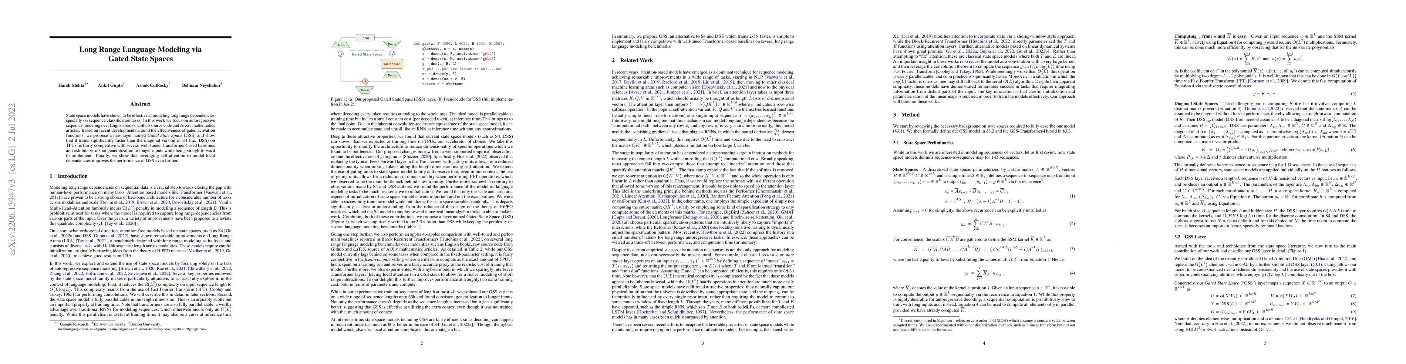 Thumbnail for Long Range Language Modeling via Gated State Spaces